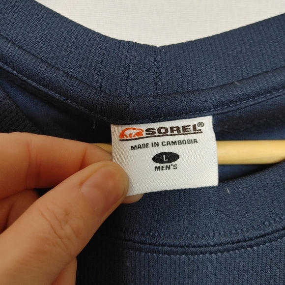 SOREL Crew Neck Short Sleeve Athletic Tee Shirt Blue Large Polyester - Picture 4 of 8